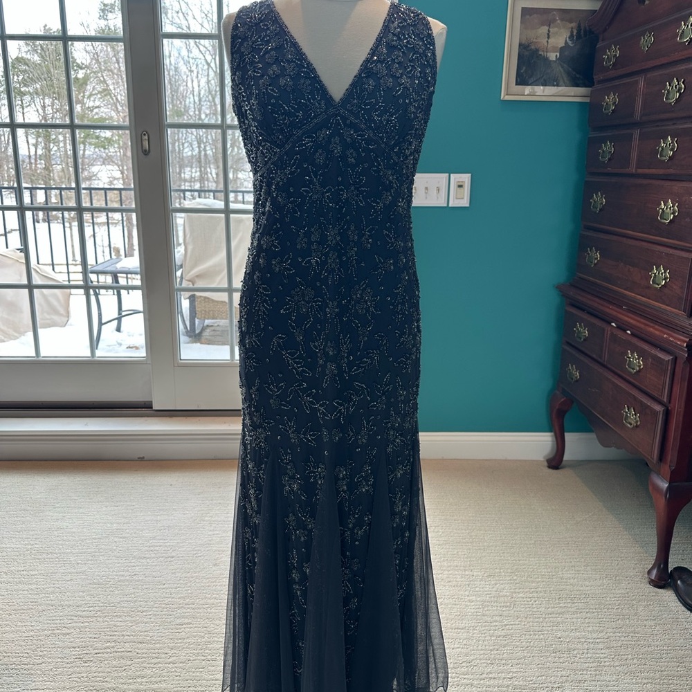 Pisarro Nights Navy Beaded Maxi Dress